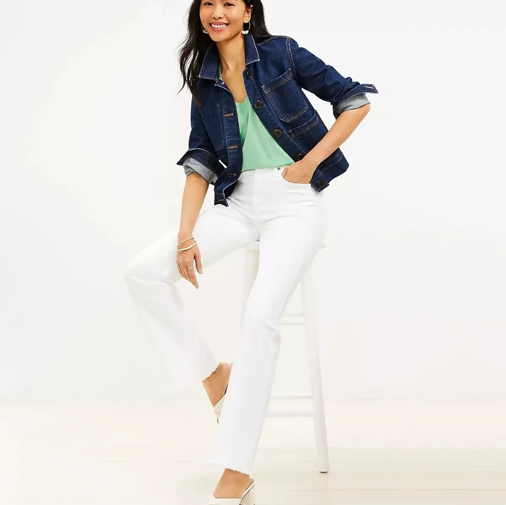LOFT High Waist Flare Crop Jeans - Picture 1 of 6
